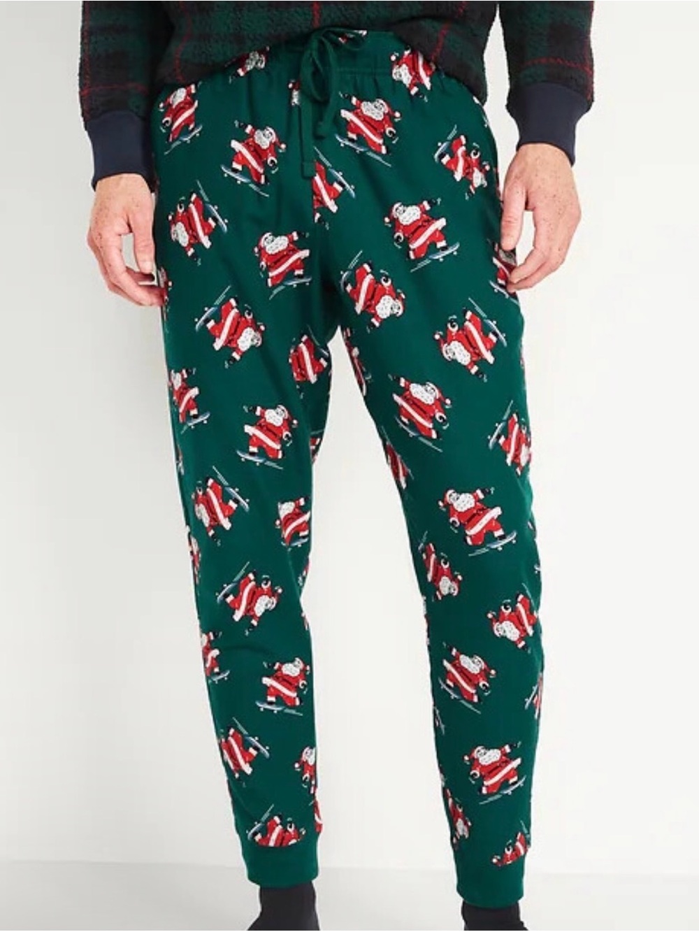 Old Navy Green Santa Print Joggers